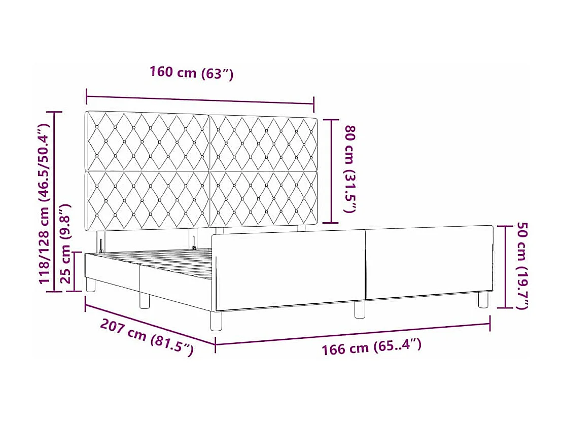 Boxspringbed met hoofdeinde Donkergrijs 160 x 200 cm Fluweel
