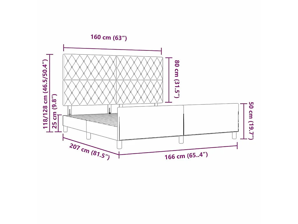 Cama tipo Box Spring Gris oscuro 160 x 200 cm Terciopelo