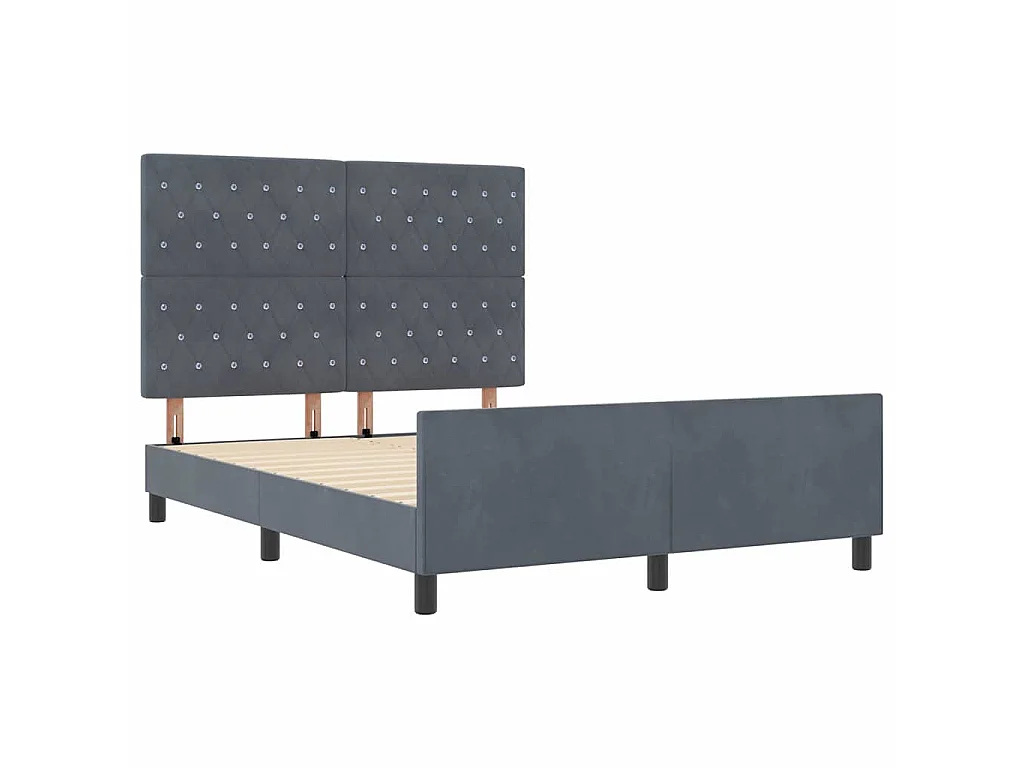 Cama tipo Box Spring Gris oscuro 160 x 200 cm Terciopelo