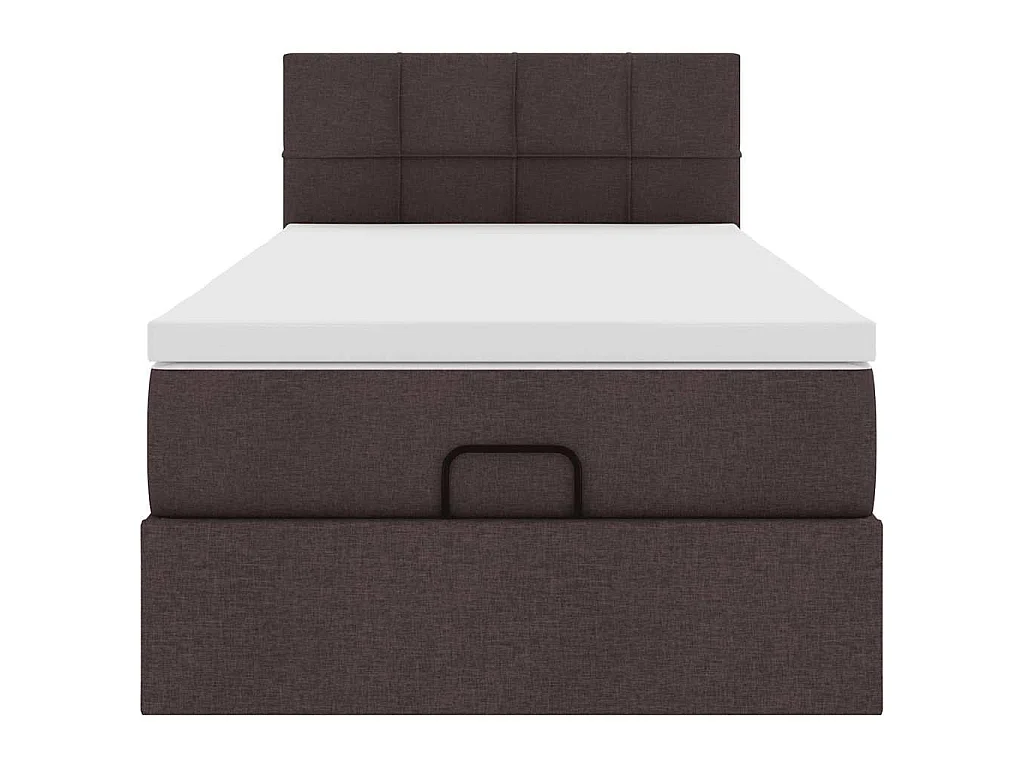Lit ottoman avec matelas marron foncé 100x200 cm tissu