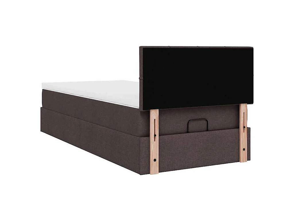 Lit ottoman avec matelas marron foncé 100x200 cm tissu