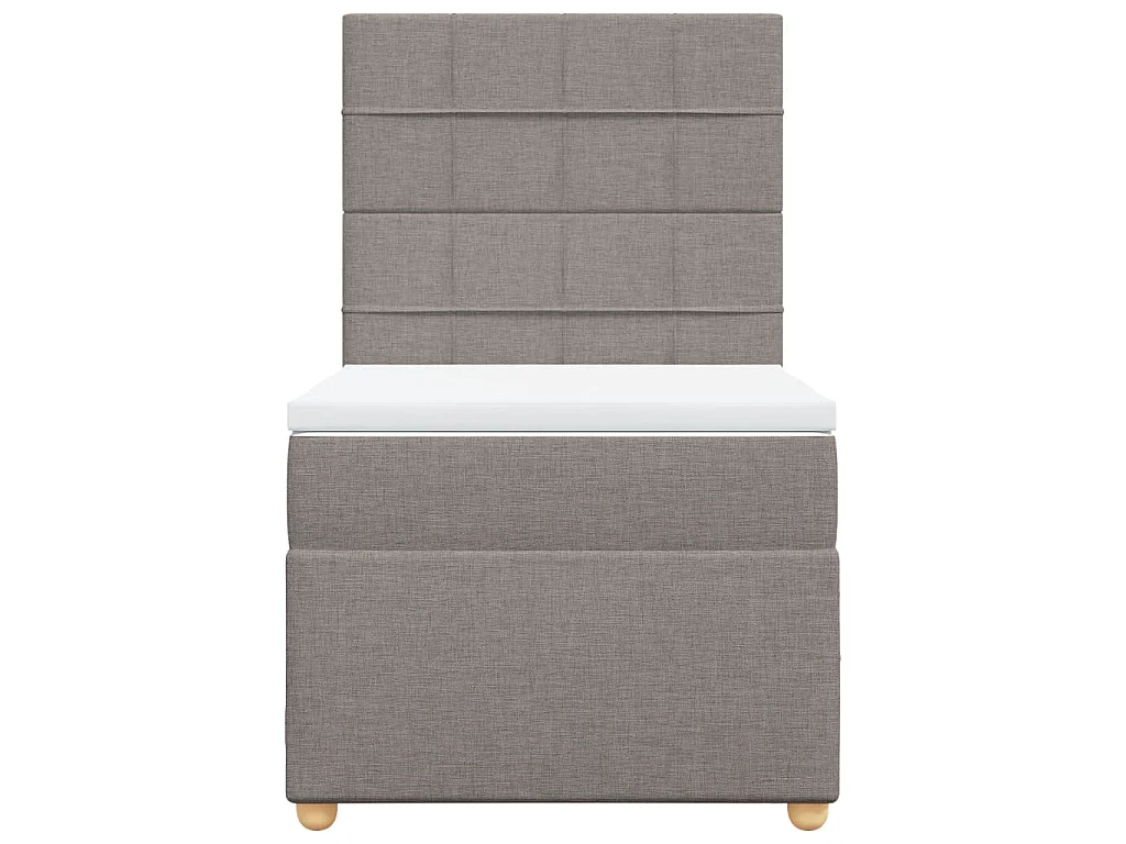 Cama box spring con colchón tela gris taupe 90x200 cm