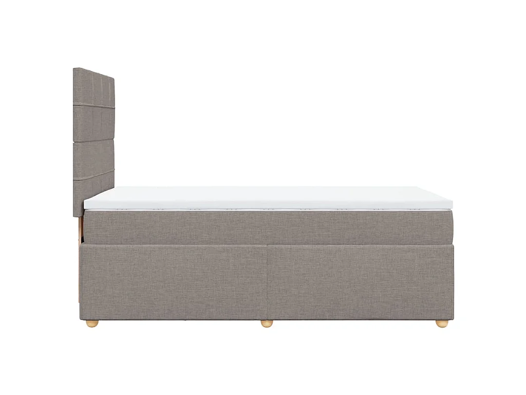 Cama box spring con colchón tela gris taupe 90x200 cm