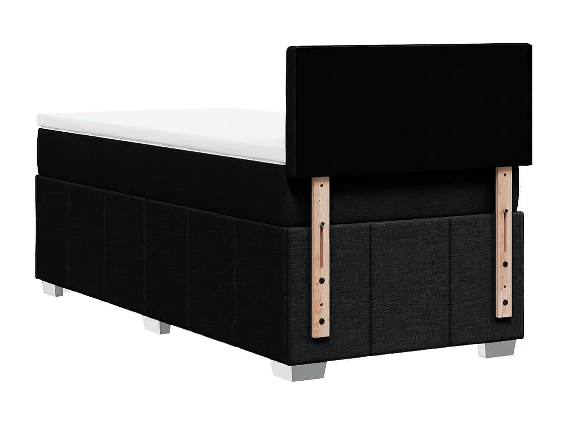 Cama box spring con colchón tela negro 90x200 cm