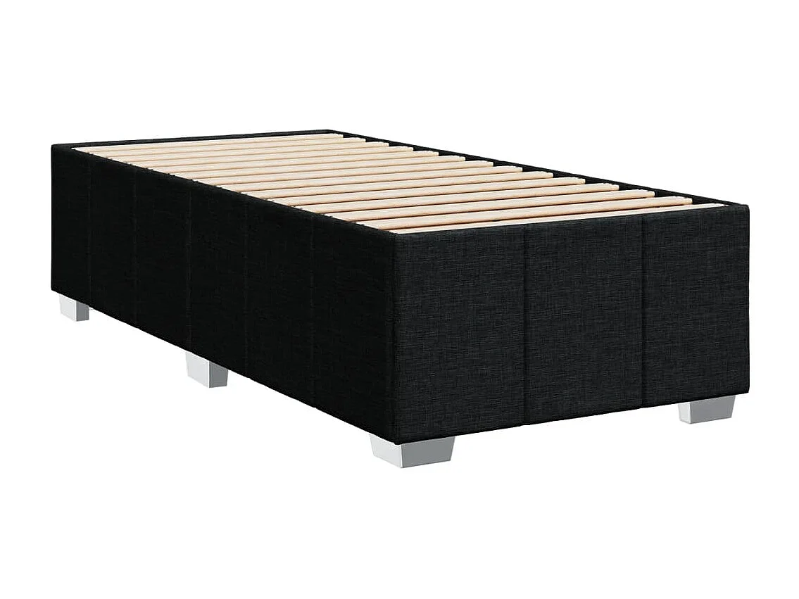 Cama box spring con colchón tela negro 90x200 cm