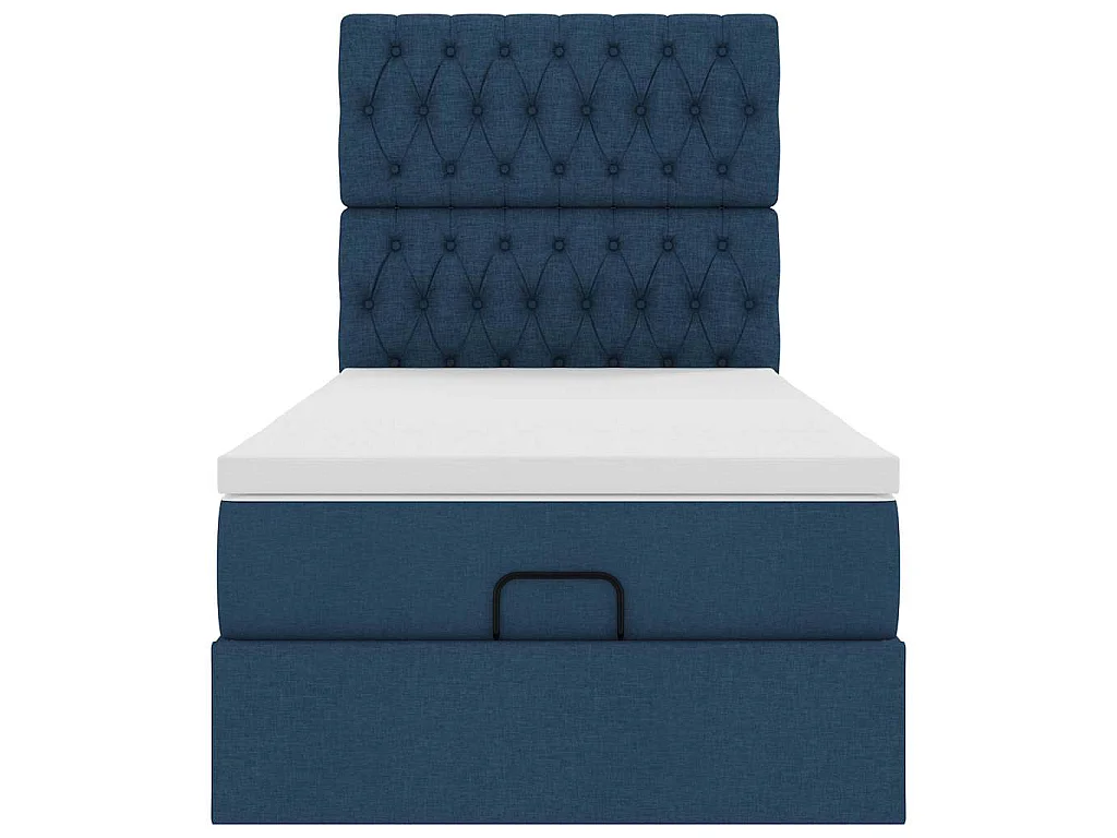 Ottoman bed met matras en LED's 90x190cm stof blauw