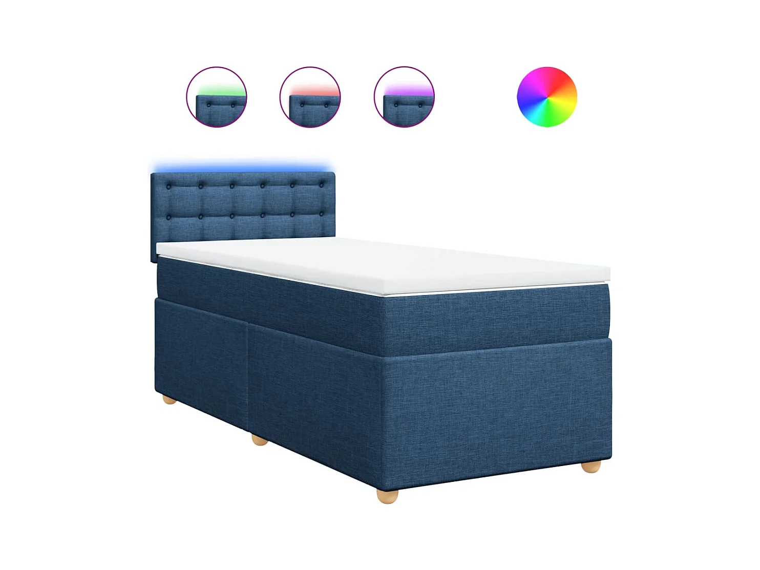 Sommier à lattes de lit avec matelas Bleu 90x200 cm Tissu