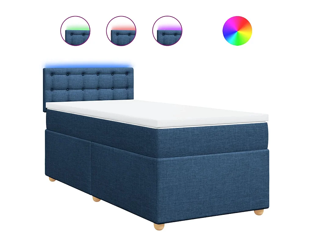 Sommier à lattes de lit avec matelas Bleu 90x200 cm Tissu