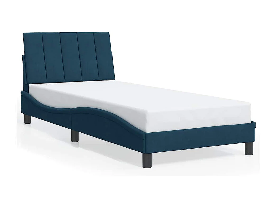 Cadre de lit avec LED sans matelas Hanko bleu 90x190 cm velours