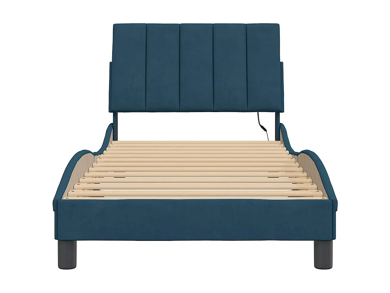 Cadre de lit avec LED sans matelas Hanko bleu 90x190 cm velours