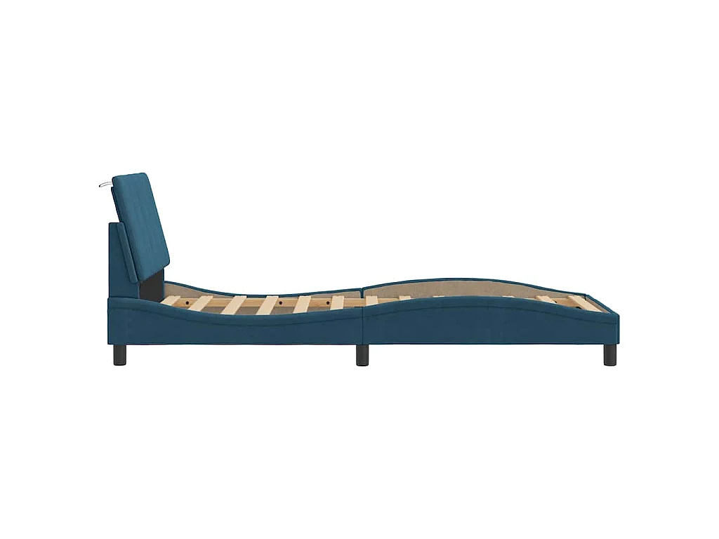 Cadre de lit avec LED sans matelas Hanko bleu 90x190 cm velours
