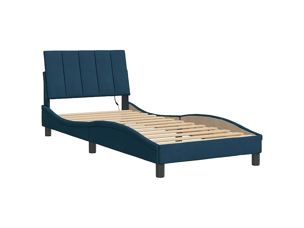 Estructura de cama con LED sin colchón Hanko azul 90x190 cm