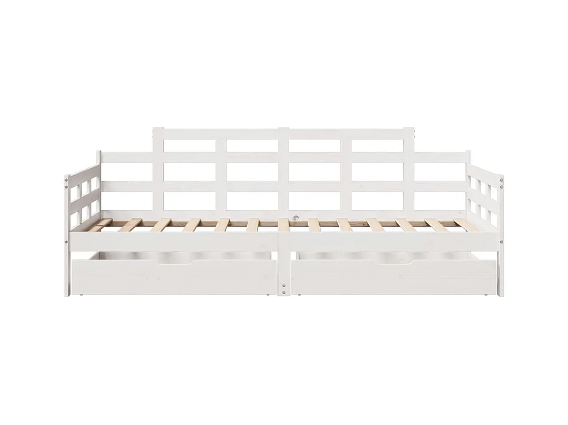 Lit de jour et tiroirs sans matelas blanc 90x200 cm bois massif