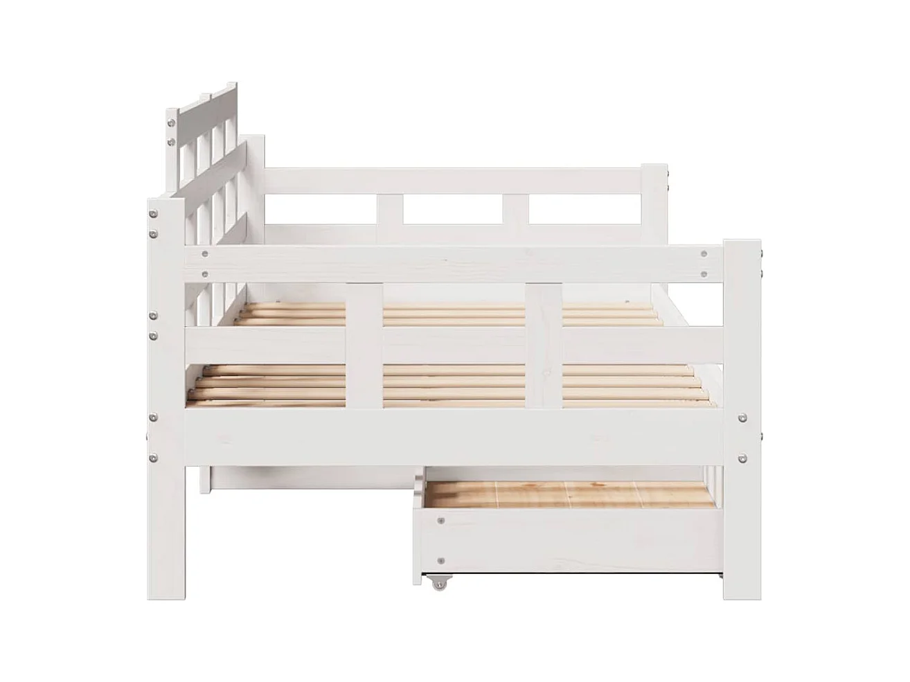 Lit de jour et tiroirs sans matelas blanc 90x200 cm bois massif