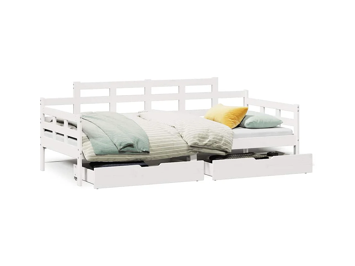 Tagesbett mit Schubladen Weiß 90x200 cm Kiefernholz