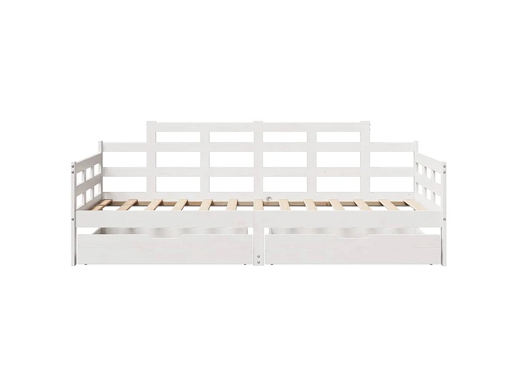 Dormeuse con Cassetti Bianco 90x200 cm Legno Massello di Pino