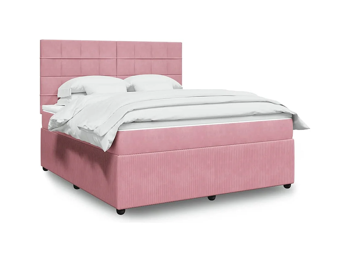 Boxspringbett mit Matratze Rosa 180x200 cm Samt