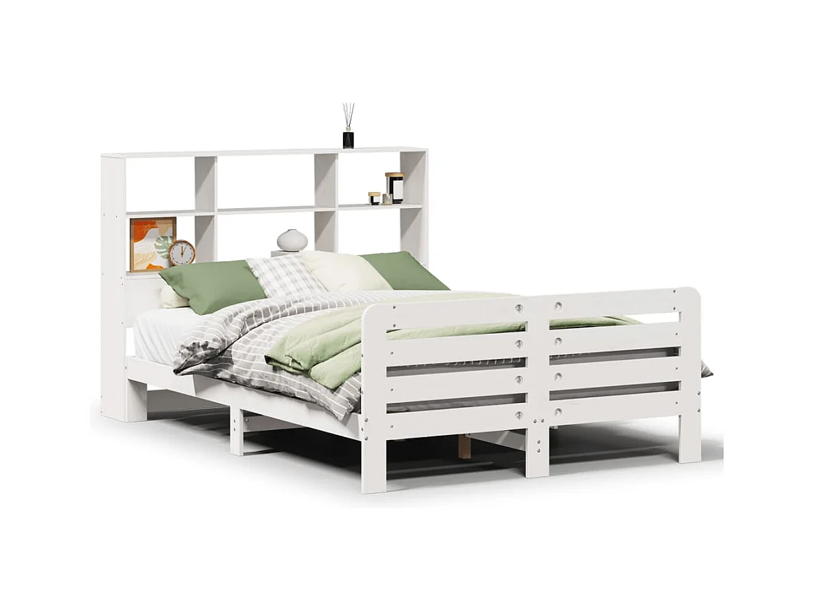Bedframe zonder matras massief grenenhout wit 140x200 cm