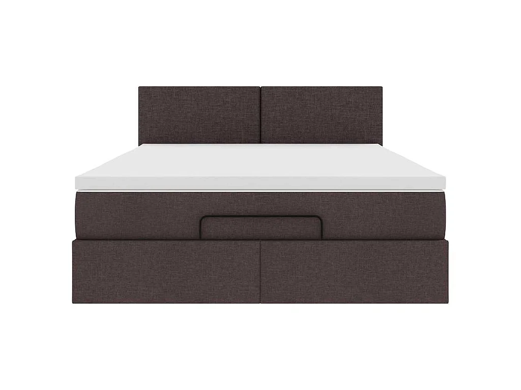 Estructura cama otomana colchón tela marrón oscuro 140x200cm