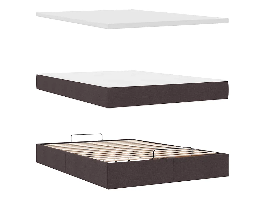 Estructura cama otomana colchón tela marrón oscuro 140x200cm