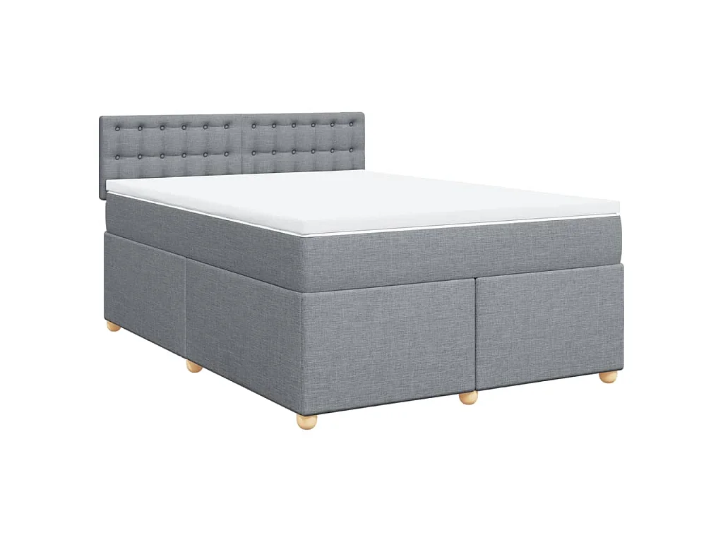 Cama box spring con colchón tela gris claro 140x200 cm