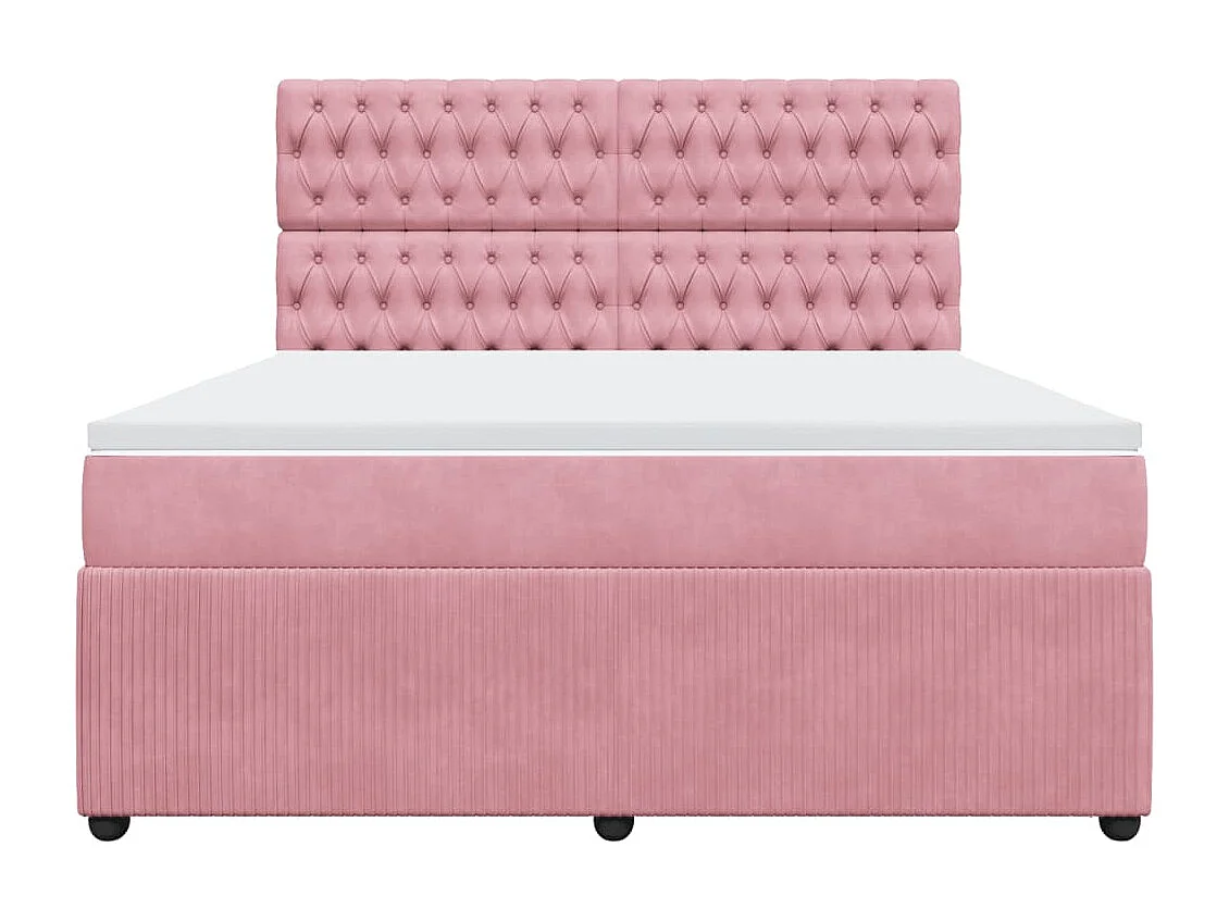 Boxspringbett mit Matratze Rosa 180x200 cm Samt