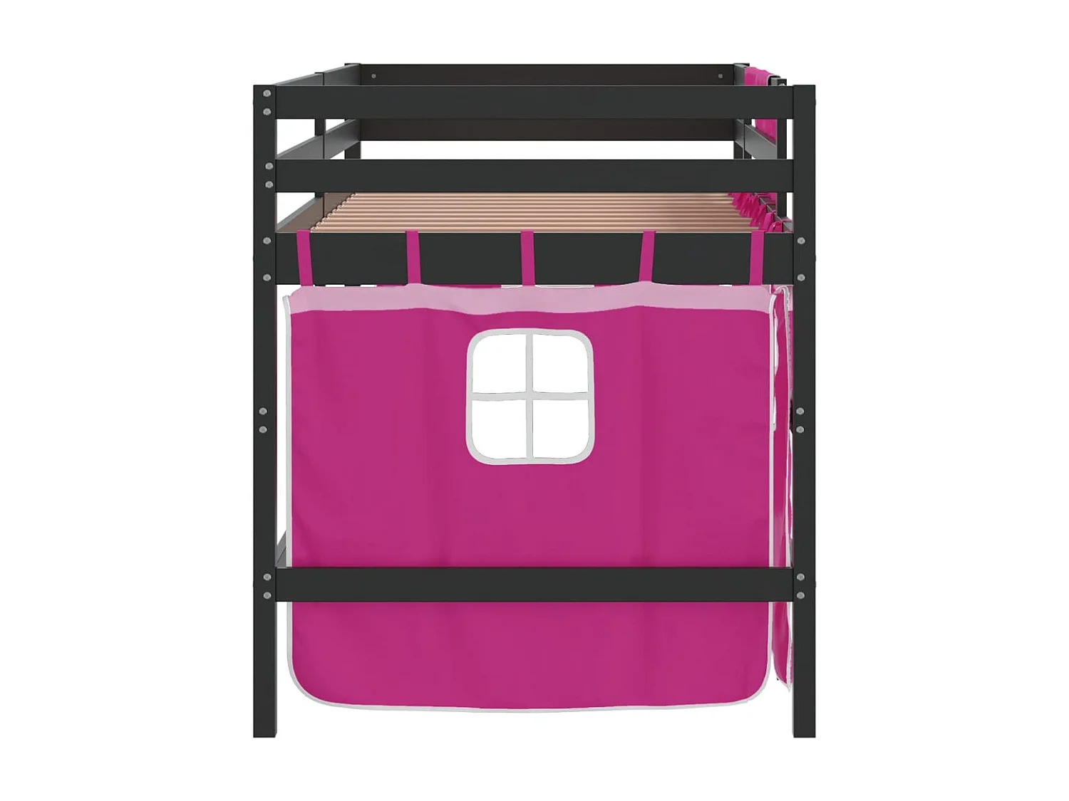 Cama alta p/ criança c/ cortinas 90x200 cm pinho maciço rosa