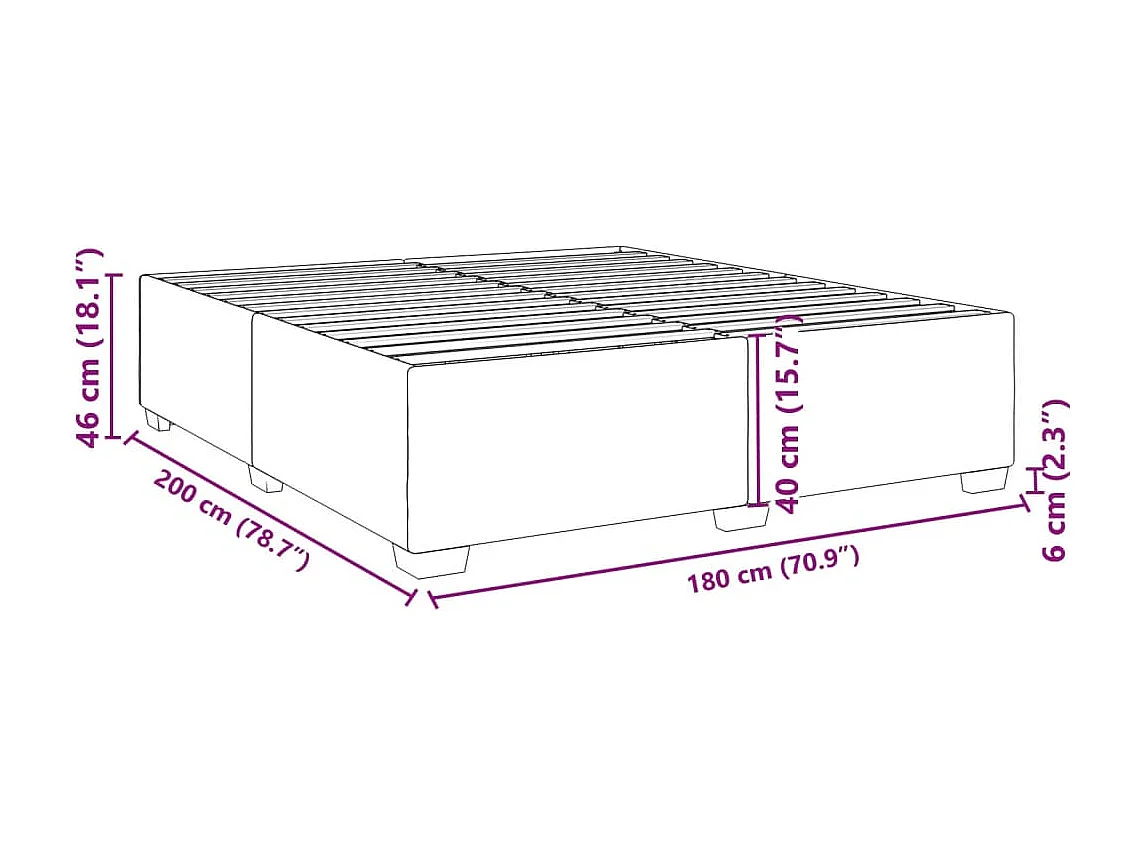 Cadre de lit sans matelas crème 180x200 cm tissu
