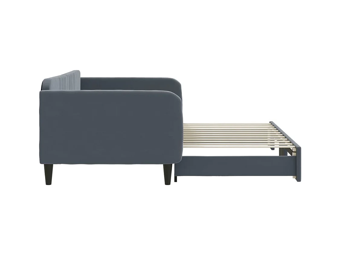 Lit de jour avec gigogne sans matelas gris foncé 100x200 cm