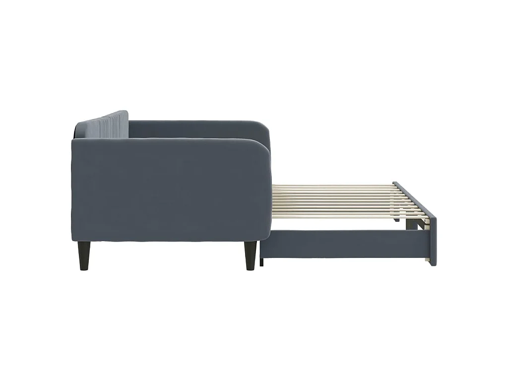 Divano Letto con Letto Estraibile Grigio Scuro 100x200 Velluto