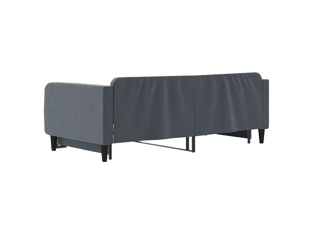 Divano Letto con Letto Estraibile Grigio Scuro 100x200 Velluto