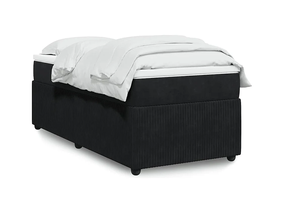 Sommier à lattes de lit avec matelas Noir 90x200 cm Velours