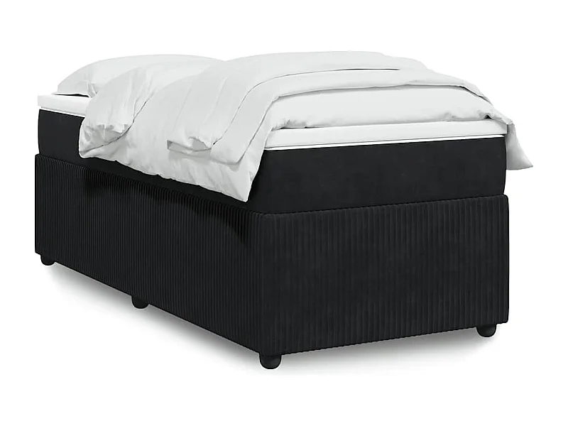 Giroletto a Molle con Materasso Nero 90x200 cm in Velluto