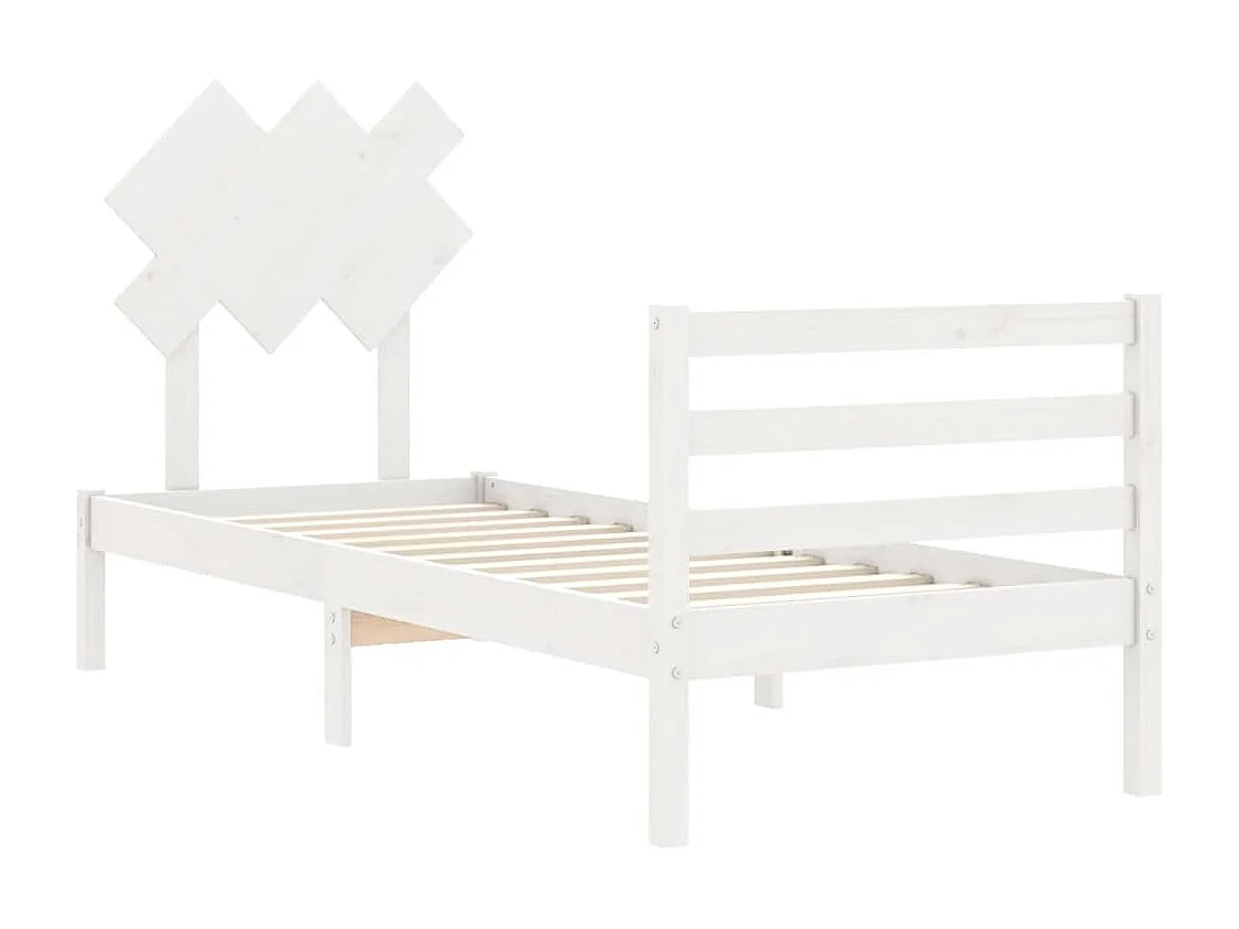 Giroletto con Testiera Bianco 90x200 cm in Legno Massello