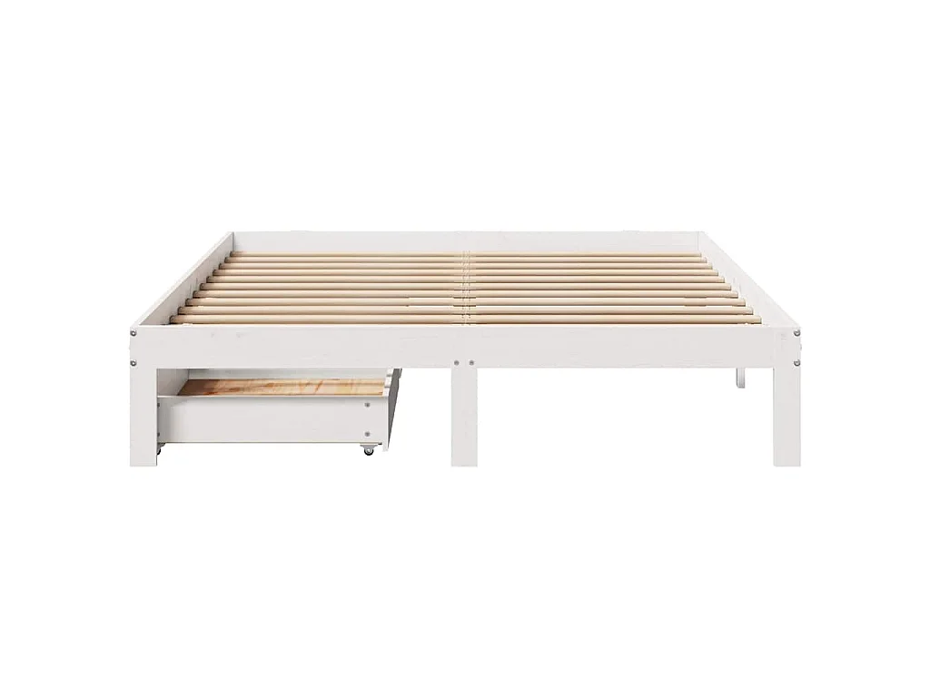 Cadre de lit avec tiroirs sans matelas blanc 140x190 cm