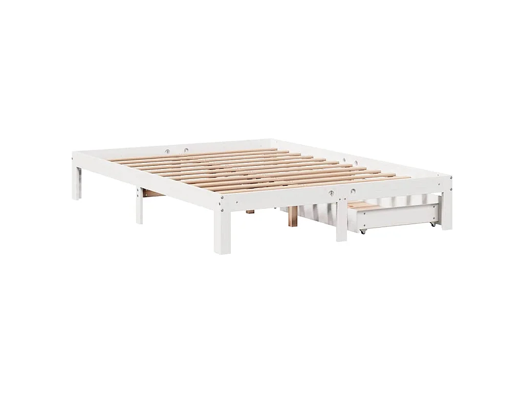 Cadre de lit avec tiroirs sans matelas blanc 140x190 cm