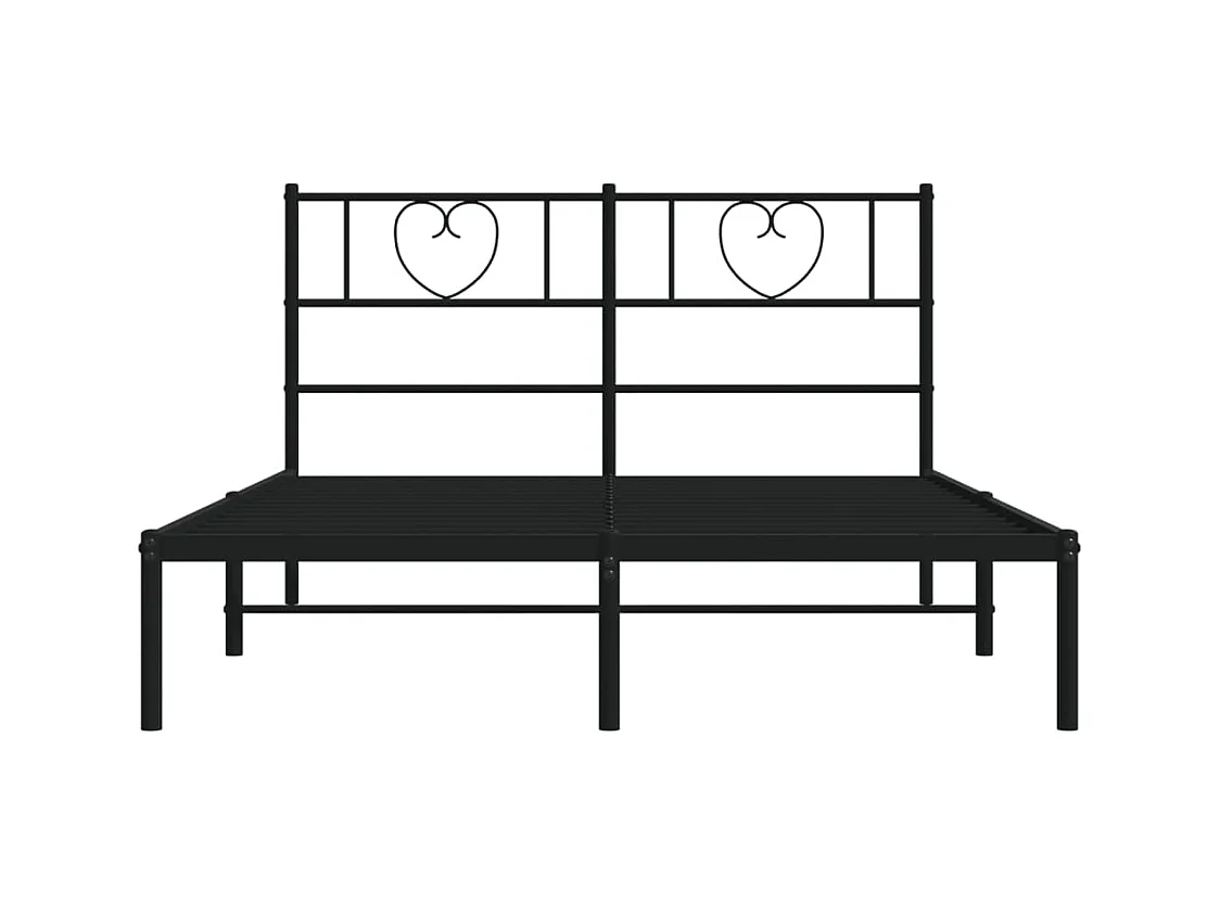 Cadre de lit métal sans matelas et tête de lit noir 160x200 cm