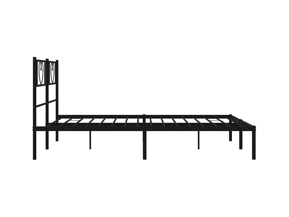 Cadre de lit métal sans matelas et tête de lit noir 160x200 cm