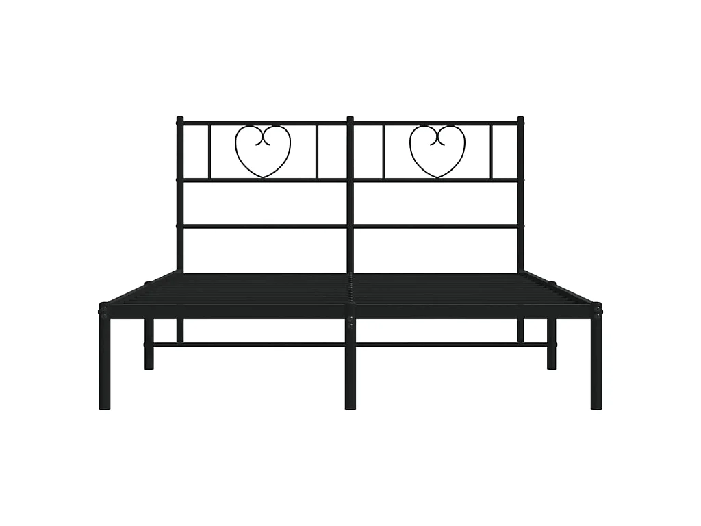 Cadre de lit métal sans matelas et tête de lit noir 160x200 cm
