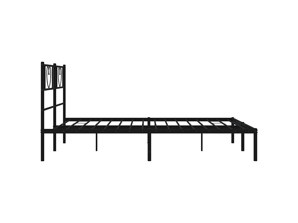 Cadre de lit métal sans matelas et tête de lit noir 160x200 cm