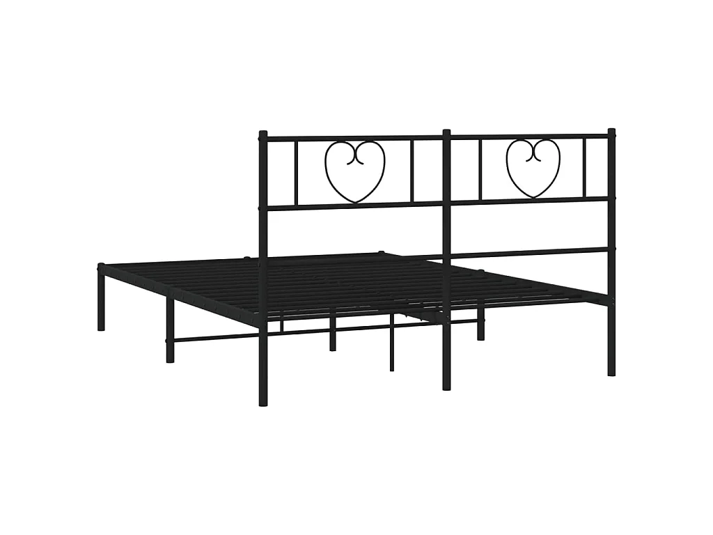 Cadre de lit métal sans matelas et tête de lit noir 160x200 cm