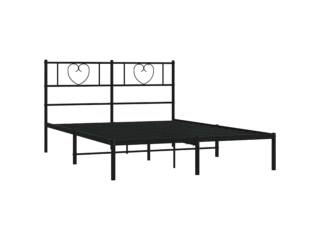 Cadre de lit métal sans matelas et tête de lit noir 160x200 cm