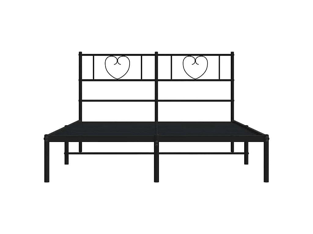 Cadre de lit métal sans matelas et tête de lit noir 160x200 cm