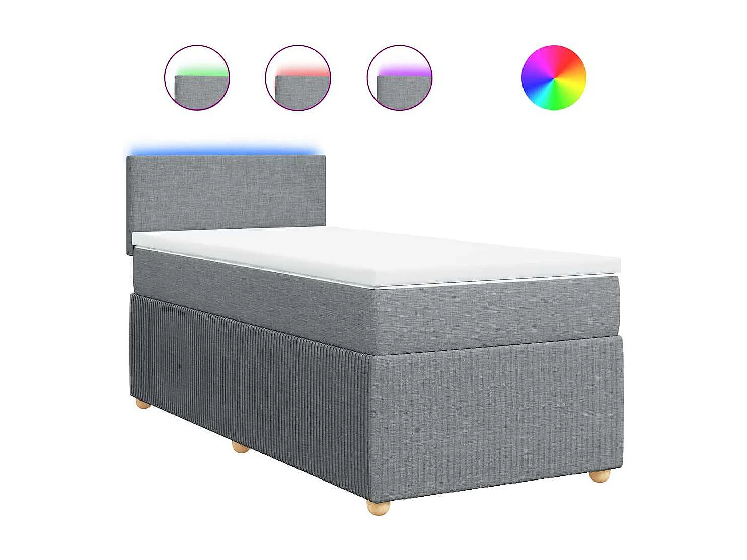 Cama box spring con colchón tela gris claro 100x200 cm