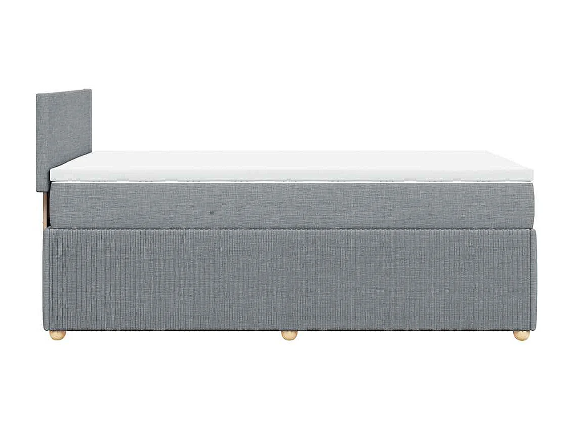 Cama box spring con colchón tela gris claro 100x200 cm