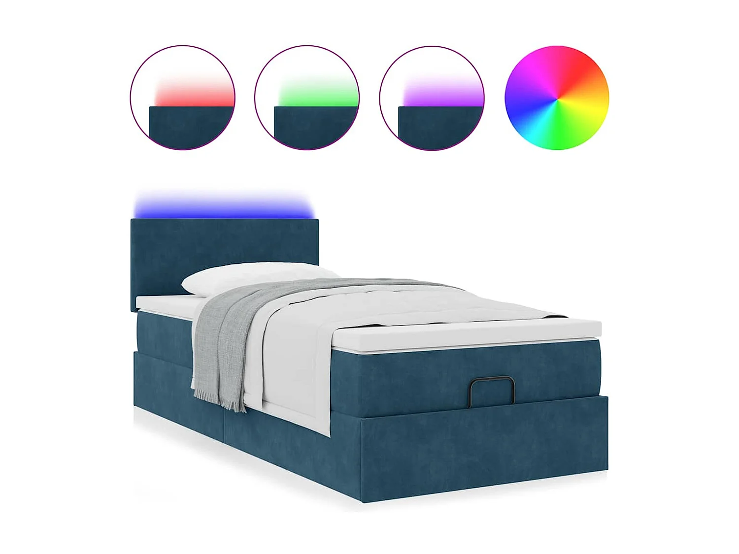 Ottoman bed met matras en LED's 90x190cm fluweel donkerblauw