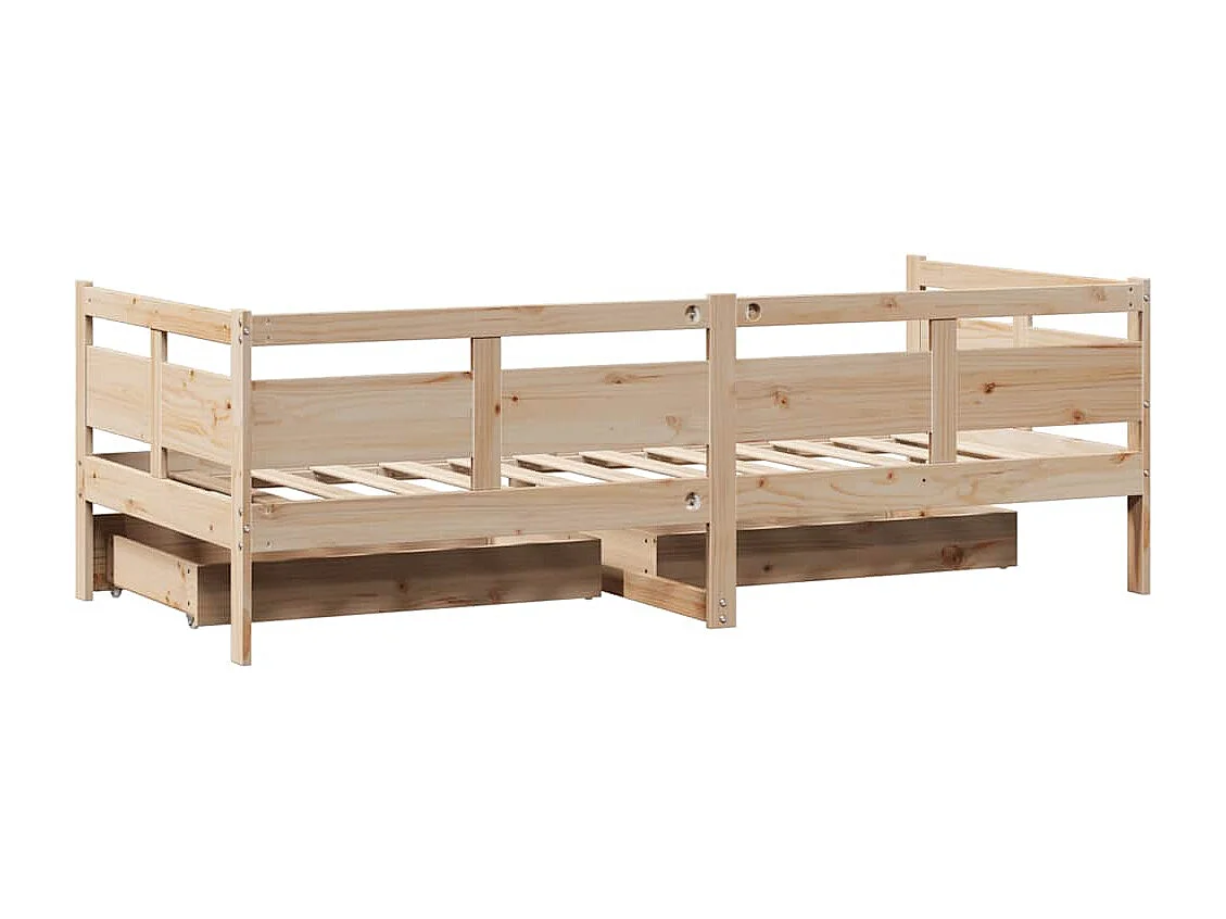 Lit de jour avec tiroirs sans matelas 90x200 cm bois massif