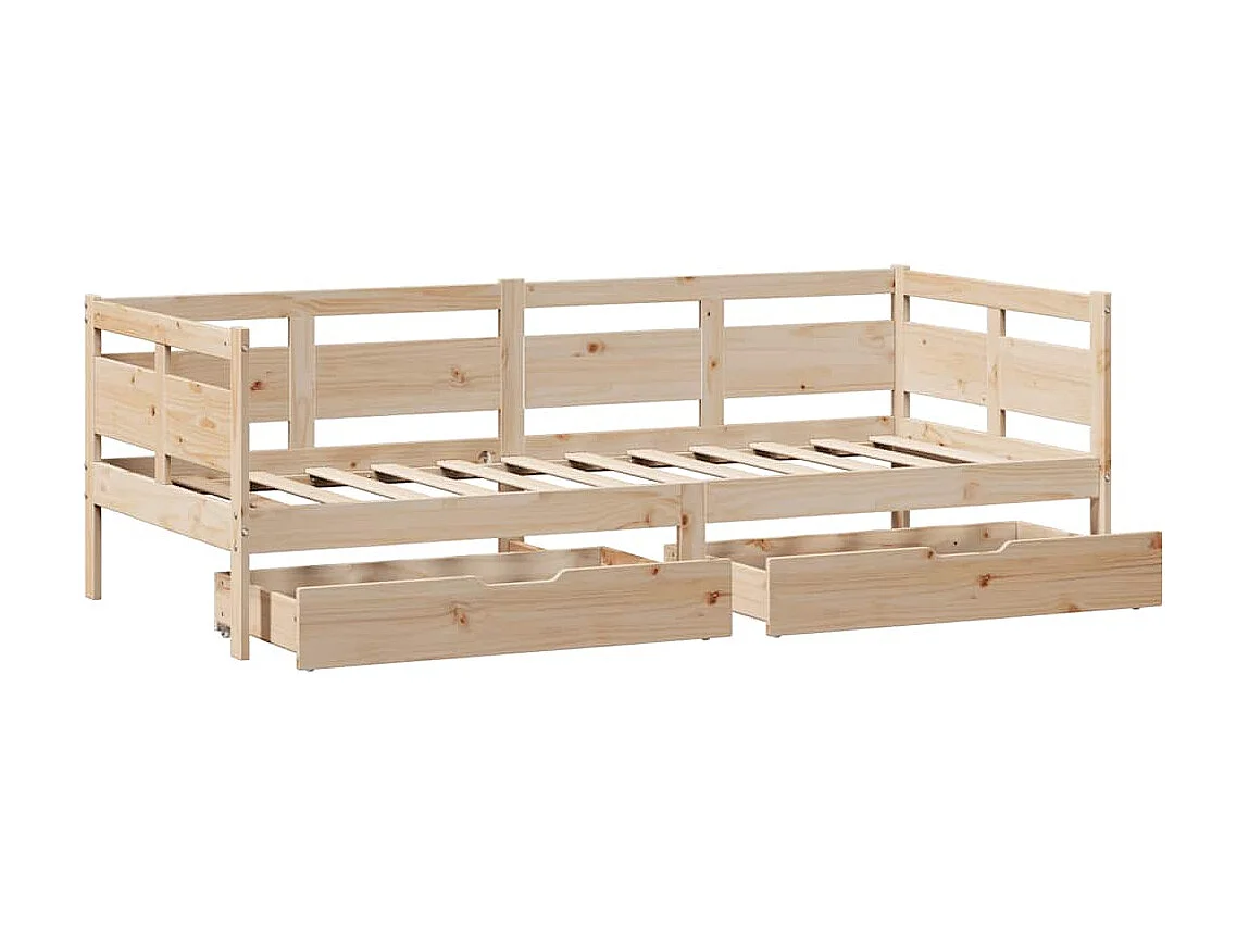 Lit de jour avec tiroirs sans matelas 90x200 cm bois massif