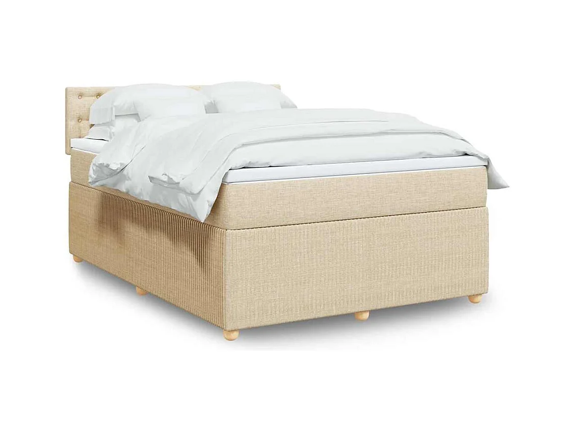 Boxspring met matras stof crèmekleurig 140x190 cm