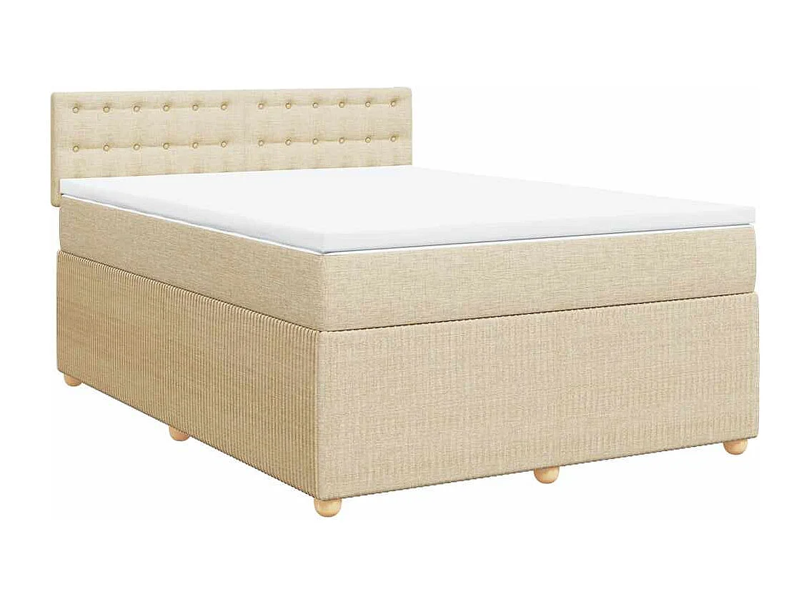 Boxspring met matras stof crèmekleurig 140x190 cm